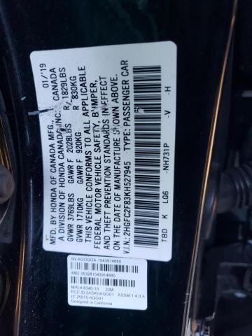 Photo 11 VIN: 2HGFC2F83KH527945 - HONDA CIVIC 