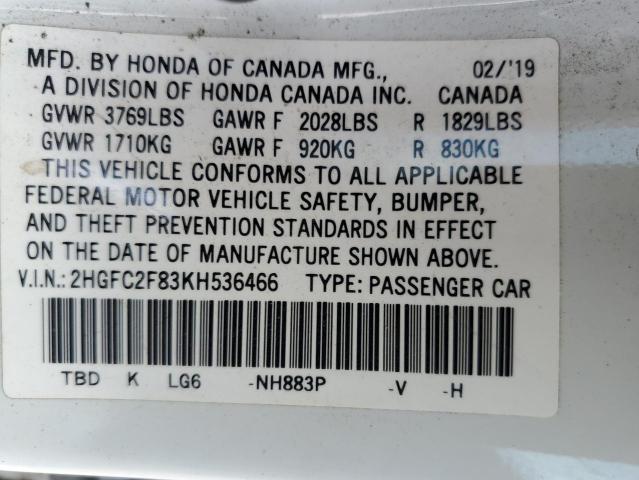 Photo 11 VIN: 2HGFC2F83KH536466 - HONDA CIVIC 