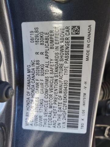 Photo 11 VIN: 2HGFC2F83KH594383 - HONDA CIVIC SPOR 