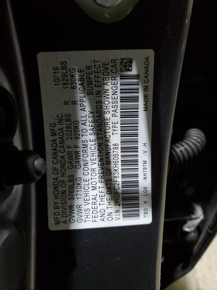 Photo 12 VIN: 2HGFC2F83KH606788 - HONDA CIVIC 