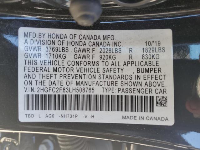 Photo 11 VIN: 2HGFC2F83LH508765 - HONDA CIVIC 