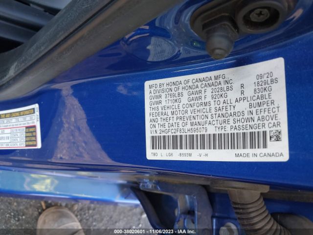 Photo 8 VIN: 2HGFC2F83LH595079 - HONDA CIVIC 