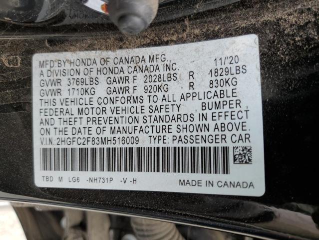 Photo 9 VIN: 2HGFC2F83MH516009 - HONDA CIVIC 