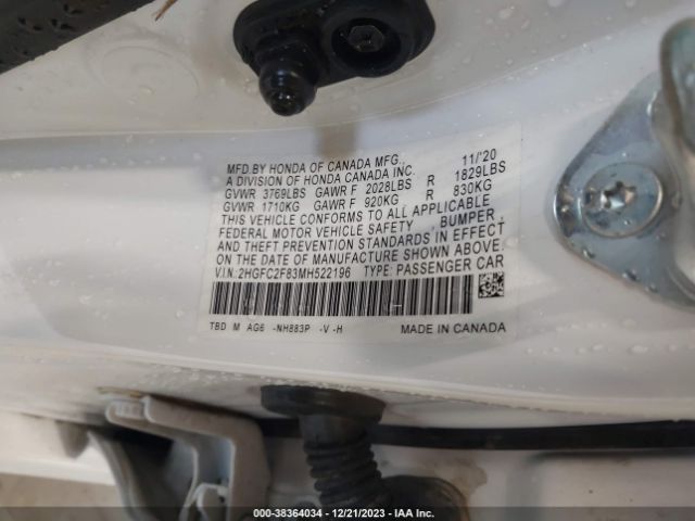 Photo 8 VIN: 2HGFC2F83MH522196 - HONDA CIVIC 