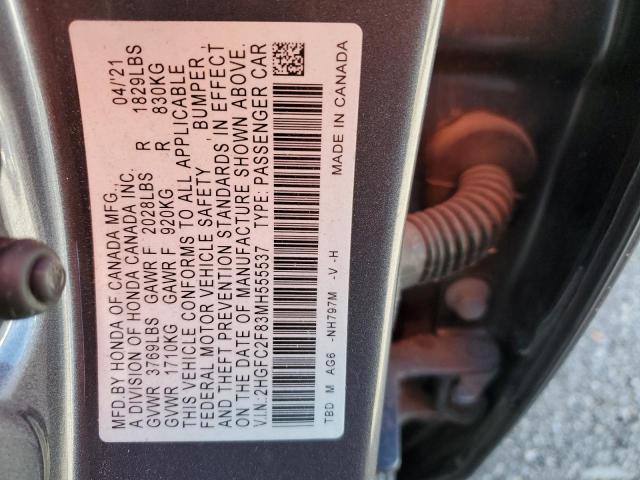 Photo 11 VIN: 2HGFC2F83MH555537 - HONDA CIVIC 