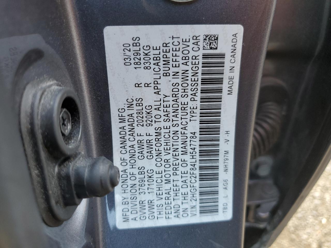 Photo 12 VIN: 2HGFC2F84LH547784 - HONDA CIVIC 