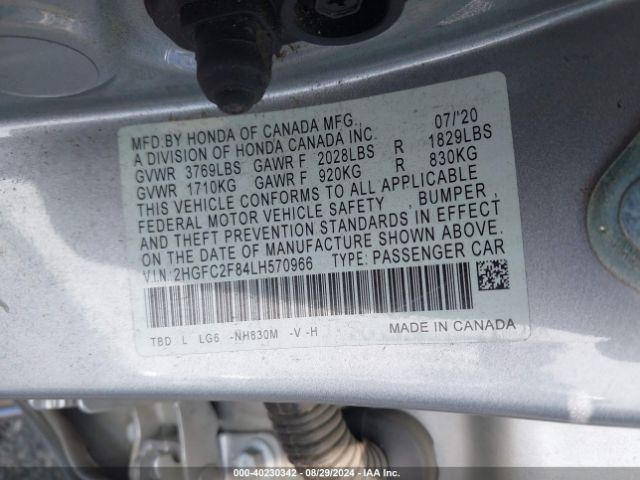 Photo 8 VIN: 2HGFC2F84LH570966 - HONDA CIVIC 