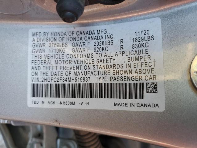 Photo 11 VIN: 2HGFC2F84MH519887 - HONDA CIVIC SPOR 