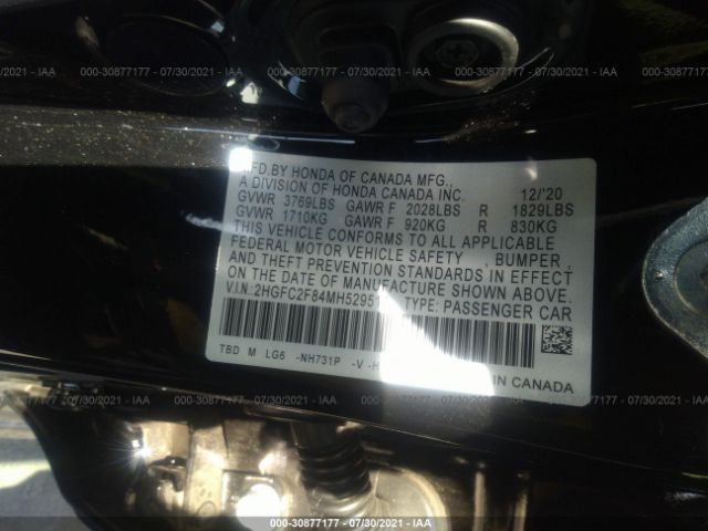 Photo 8 VIN: 2HGFC2F84MH529514 - HONDA CIVIC SEDAN 