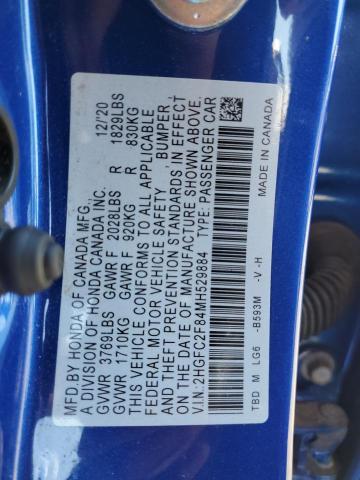 Photo 11 VIN: 2HGFC2F84MH529884 - HONDA CIVIC SPOR 