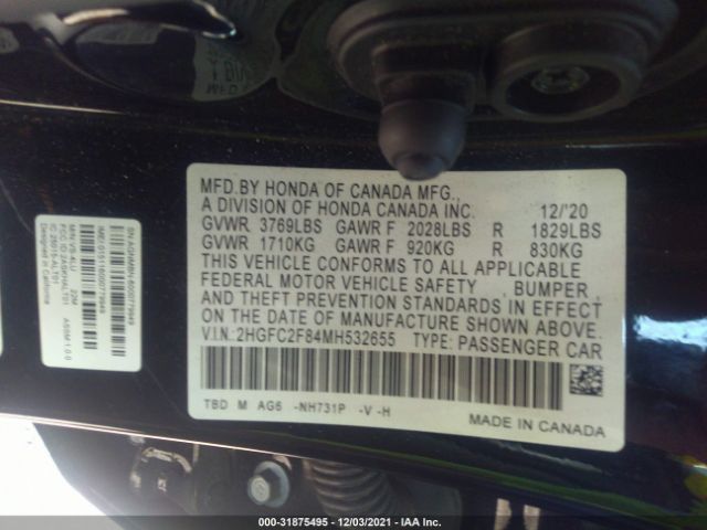 Photo 8 VIN: 2HGFC2F84MH532655 - HONDA CIVIC SEDAN 