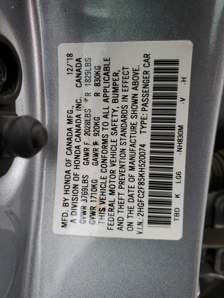 Photo 12 VIN: 2HGFC2F85KH520074 - HONDA CIVIC 