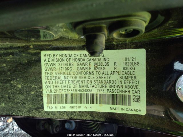 Photo 8 VIN: 2HGFC2F85MH534835 - HONDA CIVIC SEDAN 