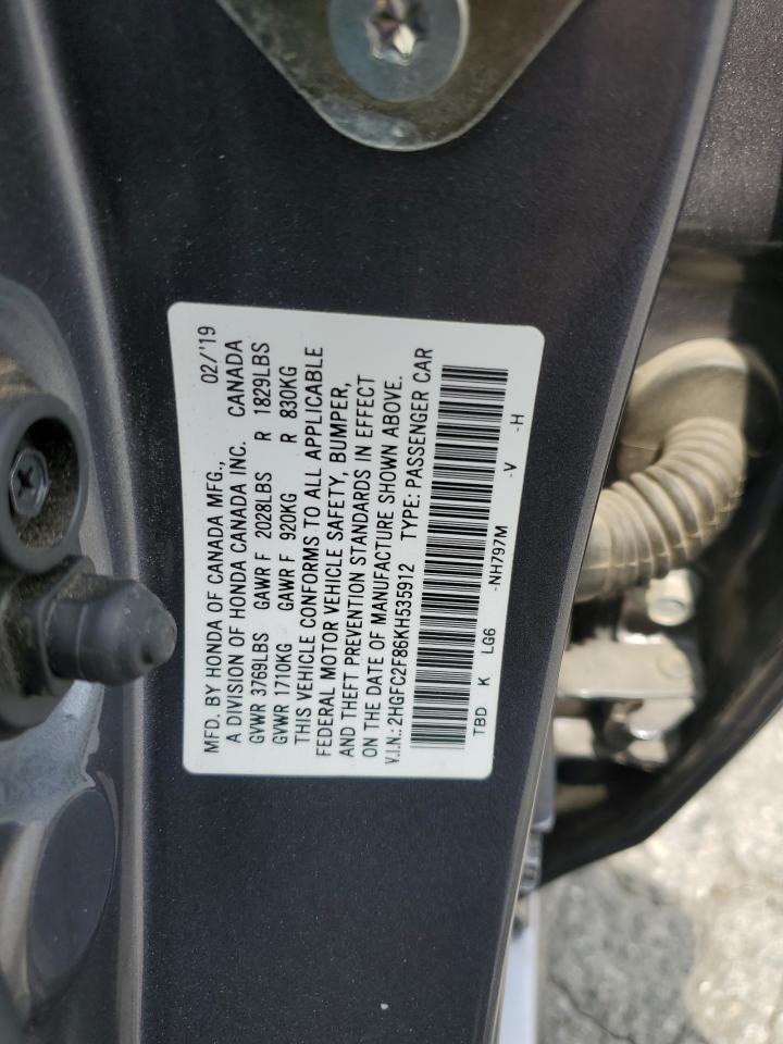 Photo 11 VIN: 2HGFC2F86KH535912 - HONDA CIVIC 