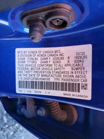 Photo 9 VIN: 2HGFC2F86LH549195 - HONDA CIVIC SPOR 