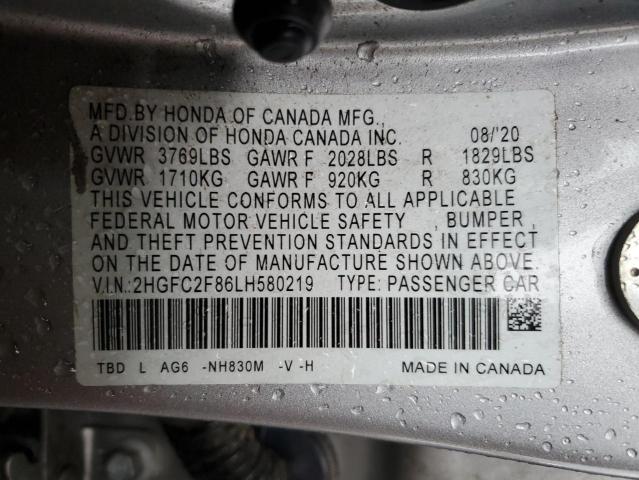 Photo 11 VIN: 2HGFC2F86LH580219 - HONDA CIVIC 