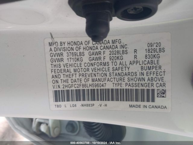 Photo 8 VIN: 2HGFC2F86LH596047 - HONDA CIVIC 