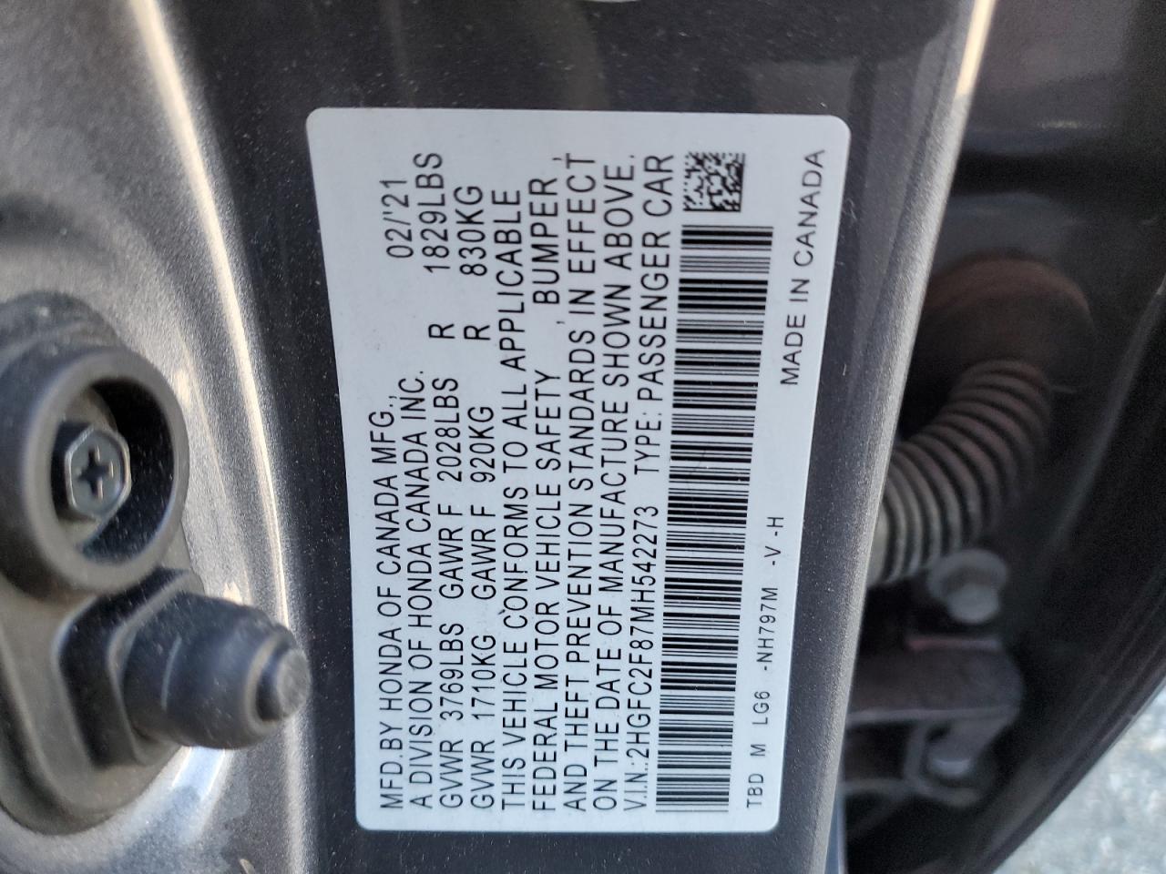 Photo 11 VIN: 2HGFC2F87MH542273 - HONDA CIVIC 