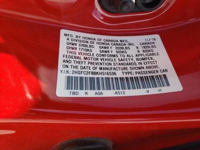 Photo 11 VIN: 2HGFC2F88KH516536 - HONDA CIVIC 