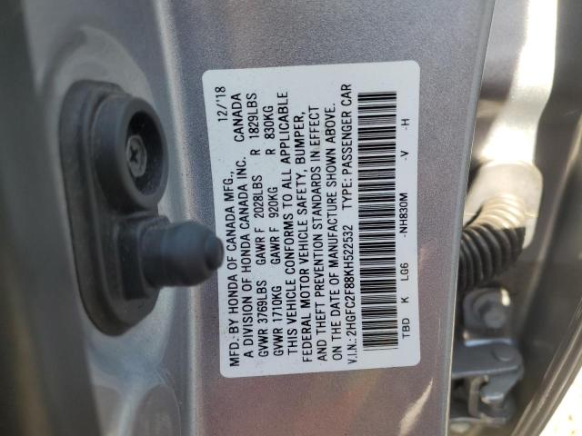 Photo 11 VIN: 2HGFC2F88KH522532 - HONDA CIVIC 