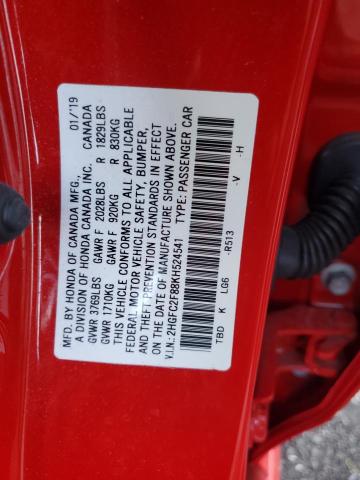 Photo 11 VIN: 2HGFC2F88KH524541 - HONDA CIVIC 