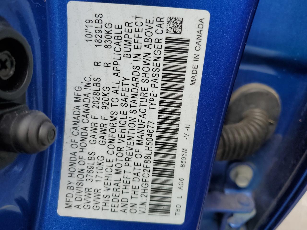 Photo 11 VIN: 2HGFC2F88LH504677 - HONDA CIVIC 