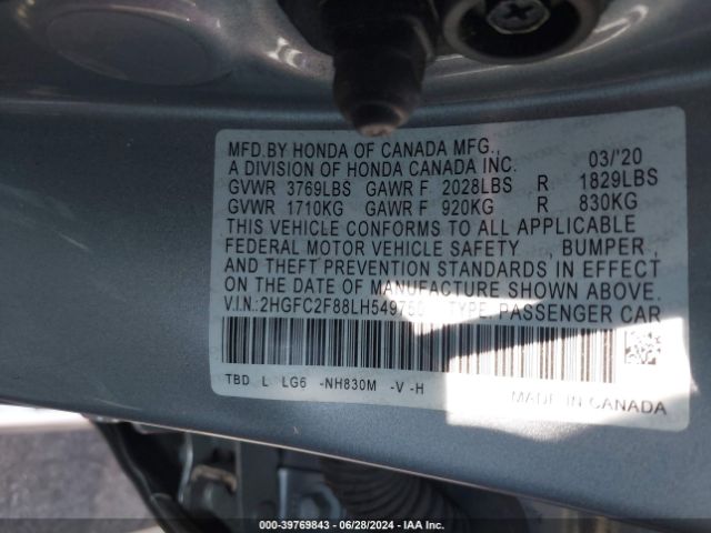 Photo 8 VIN: 2HGFC2F88LH549750 - HONDA CIVIC 