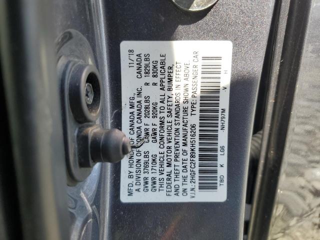 Photo 11 VIN: 2HGFC2F89KH516206 - HONDA CIVIC 