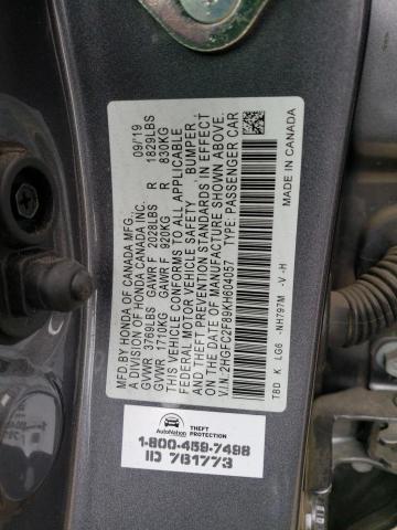 Photo 11 VIN: 2HGFC2F89KH604057 - HONDA CIVIC SPOR 