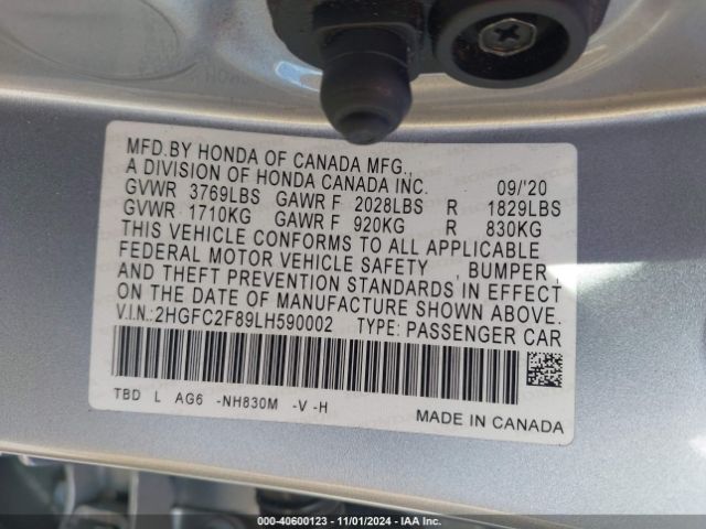 Photo 8 VIN: 2HGFC2F89LH590002 - HONDA CIVIC 