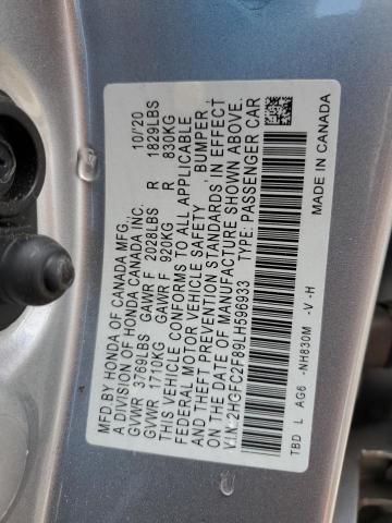 Photo 12 VIN: 2HGFC2F89LH596933 - HONDA CIVIC 