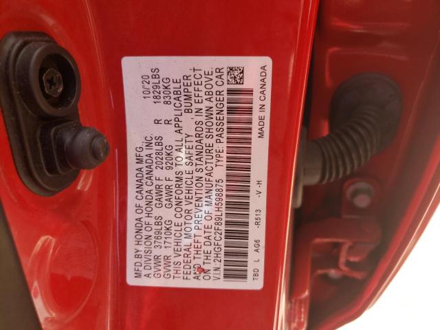 Photo 11 VIN: 2HGFC2F89LH598875 - HONDA CIVIC 