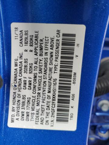 Photo 11 VIN: 2HGFC2F8XKH511676 - HONDA CIVIC 