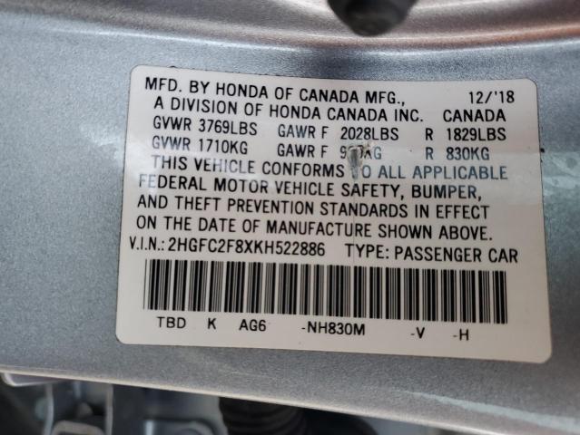 Photo 11 VIN: 2HGFC2F8XKH522886 - HONDA CIVIC SPOR 