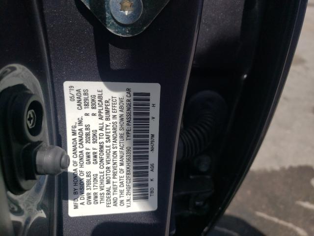 Photo 9 VIN: 2HGFC2F8XKH563390 - HONDA CIVIC 