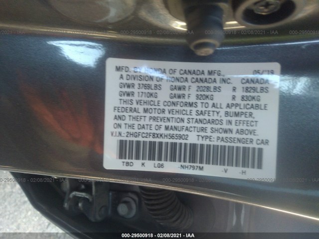 Photo 8 VIN: 2HGFC2F8XKH565902 - HONDA CIVIC SEDAN 