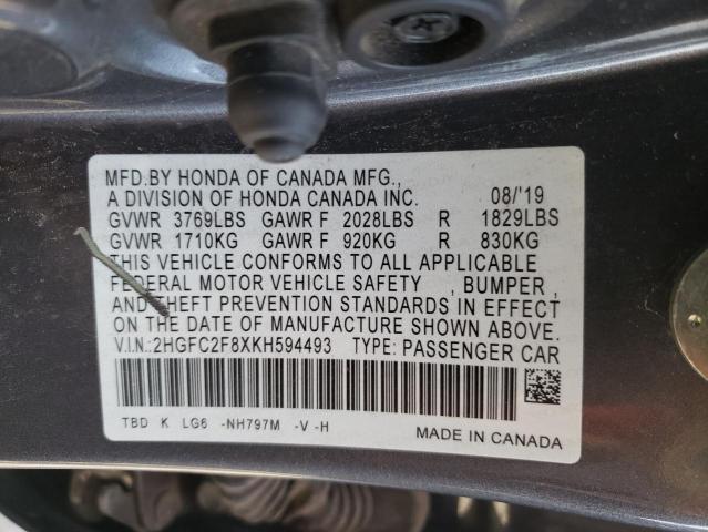 Photo 11 VIN: 2HGFC2F8XKH594493 - HONDA CIVIC 