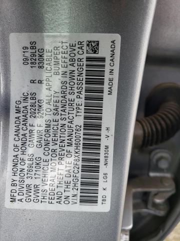 Photo 11 VIN: 2HGFC2F8XKH600762 - HONDA CIVIC SPOR 