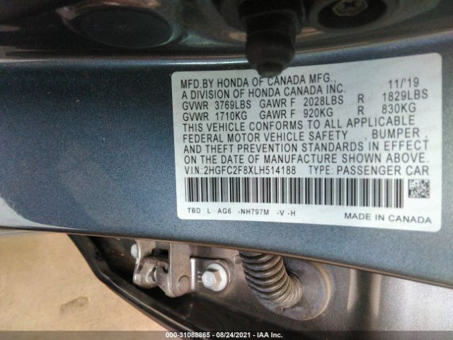 Photo 8 VIN: 2HGFC2F8XLH514188 - HONDA CIVIC SEDAN 