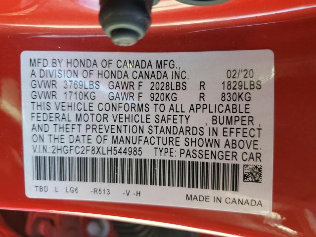 Photo 11 VIN: 2HGFC2F8XLH544985 - HONDA CIVIC 