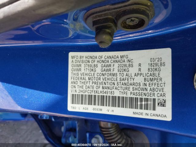 Photo 8 VIN: 2HGFC2F8XLH549183 - HONDA CIVIC 