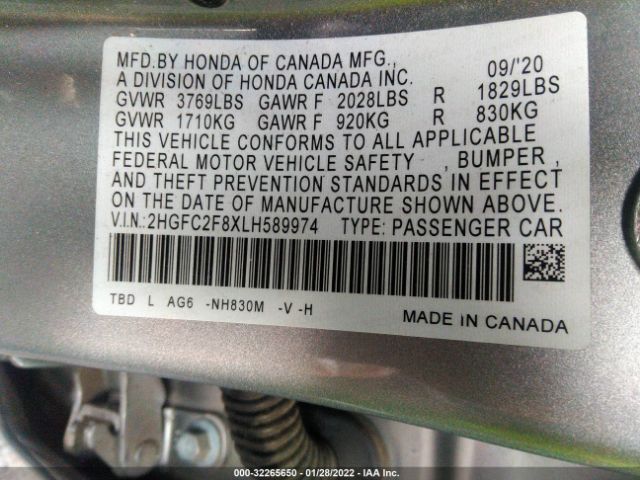 Photo 8 VIN: 2HGFC2F8XLH589974 - HONDA CIVIC SEDAN 