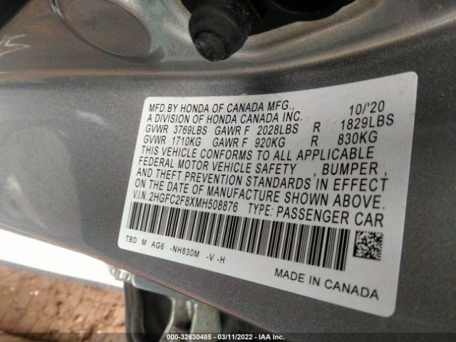 Photo 8 VIN: 2HGFC2F8XMH508876 - HONDA CIVIC SEDAN 