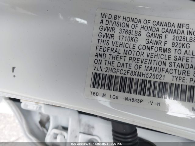 Photo 8 VIN: 2HGFC2F8XMH526021 - HONDA CIVIC SEDAN 