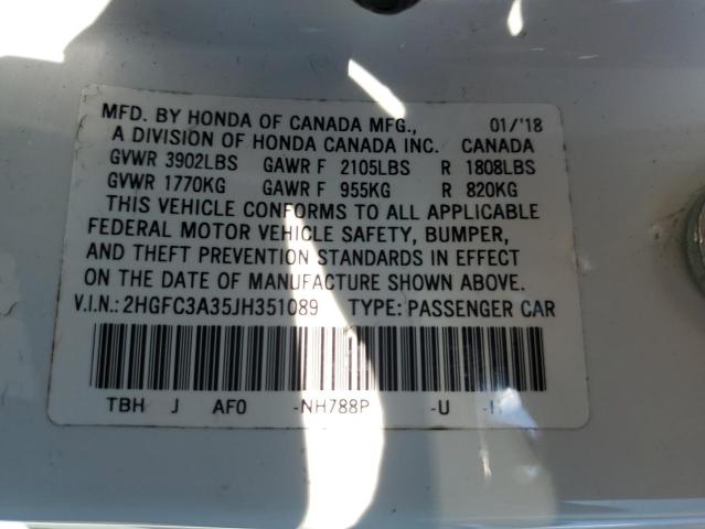 Photo 11 VIN: 2HGFC3A35JH351089 - HONDA CIVIC EX 