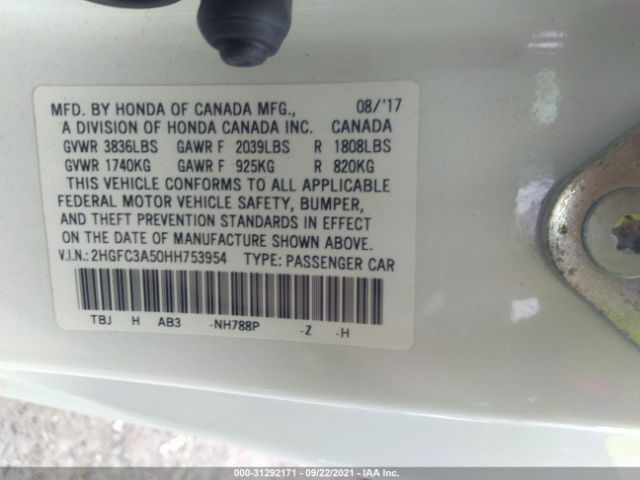 Photo 8 VIN: 2HGFC3A50HH753954 - HONDA CIVIC COUPE 