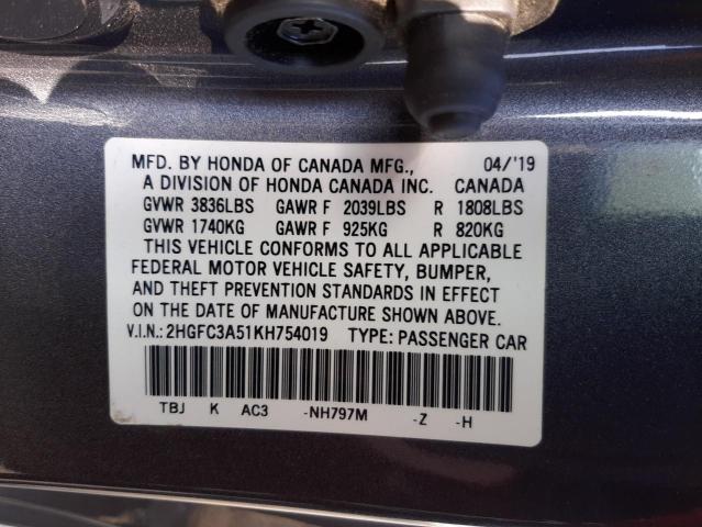 Photo 9 VIN: 2HGFC3A51KH754019 - HONDA CIVIC SI 