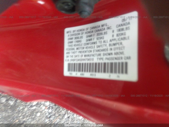 Photo 8 VIN: 2HGFC3A52HH754510 - HONDA CIVIC COUPE 