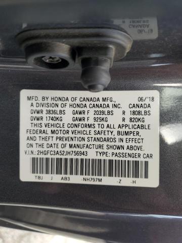 Photo 12 VIN: 2HGFC3A52JH756943 - HONDA CIVIC 