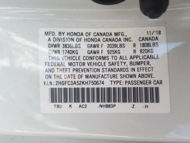 Photo 9 VIN: 2HGFC3A52KH750674 - HONDA CIVIC SI 